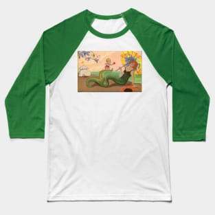 Vintage 1920s Mermaid Retro Art Baseball T-Shirt